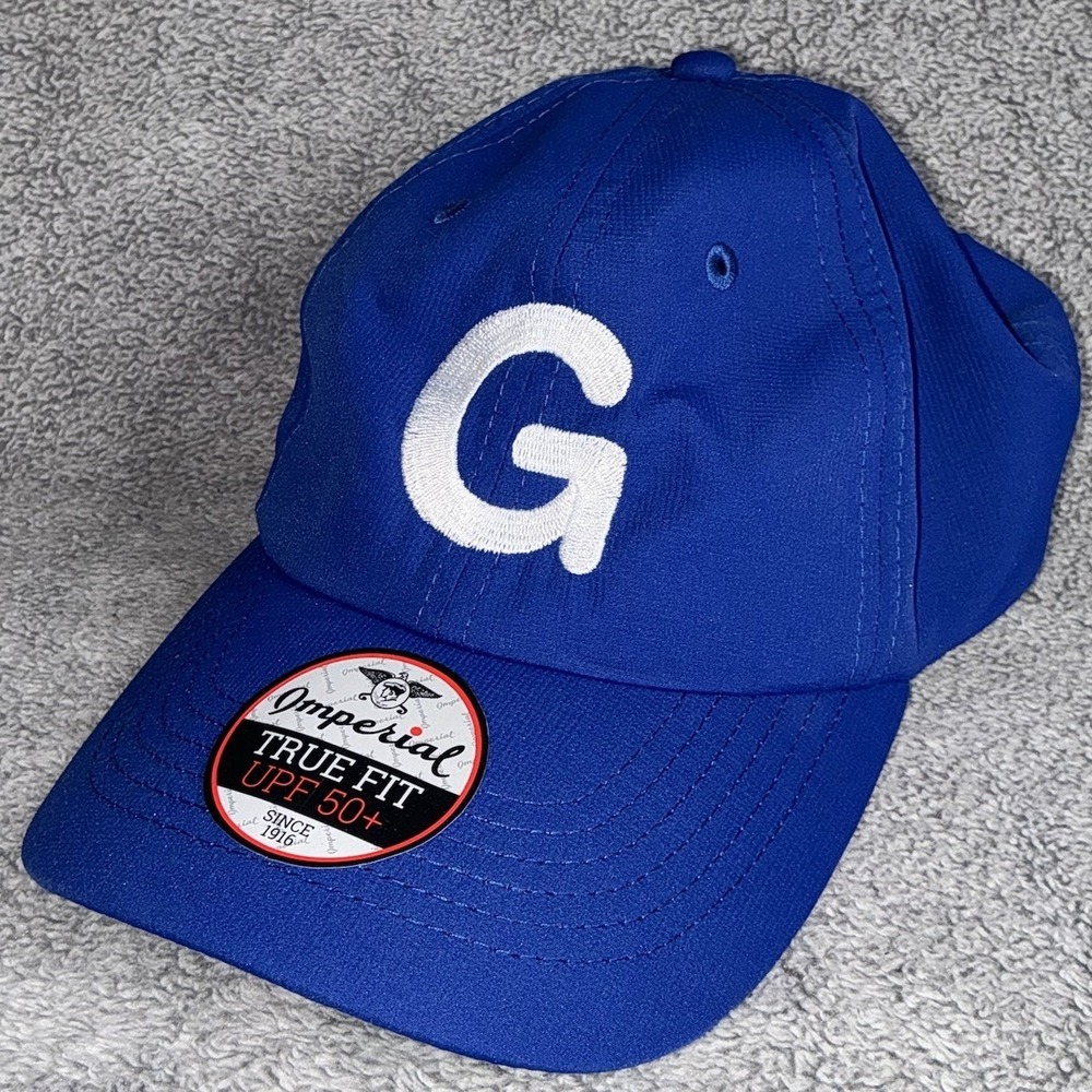 Imperial True Fit UPF 50+ Blue Hat White Embroidered G Gubagoo Stitched Cap